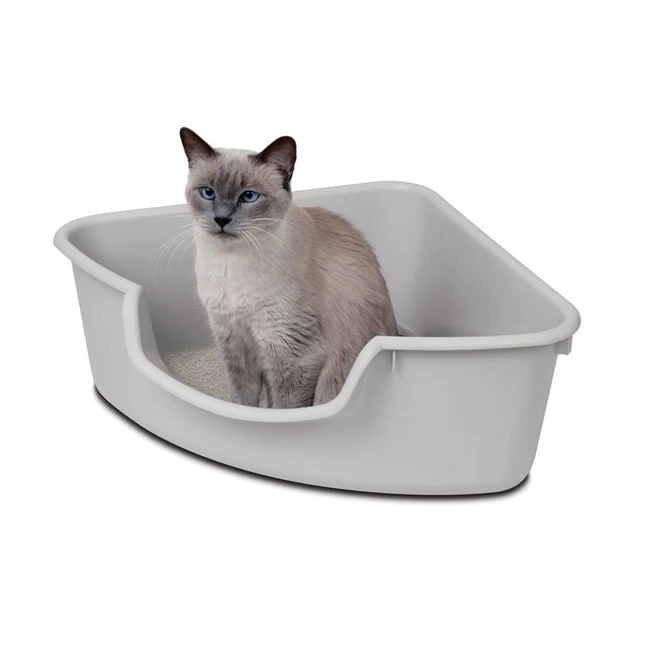 Corner Cat Litter Box Gray