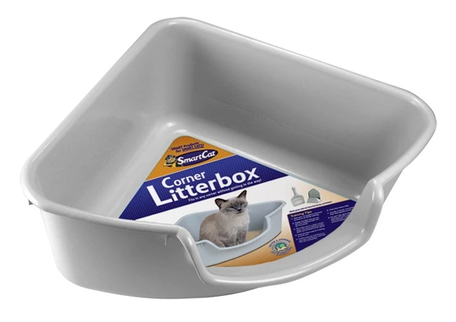 Corner Cat Litter Box Gray