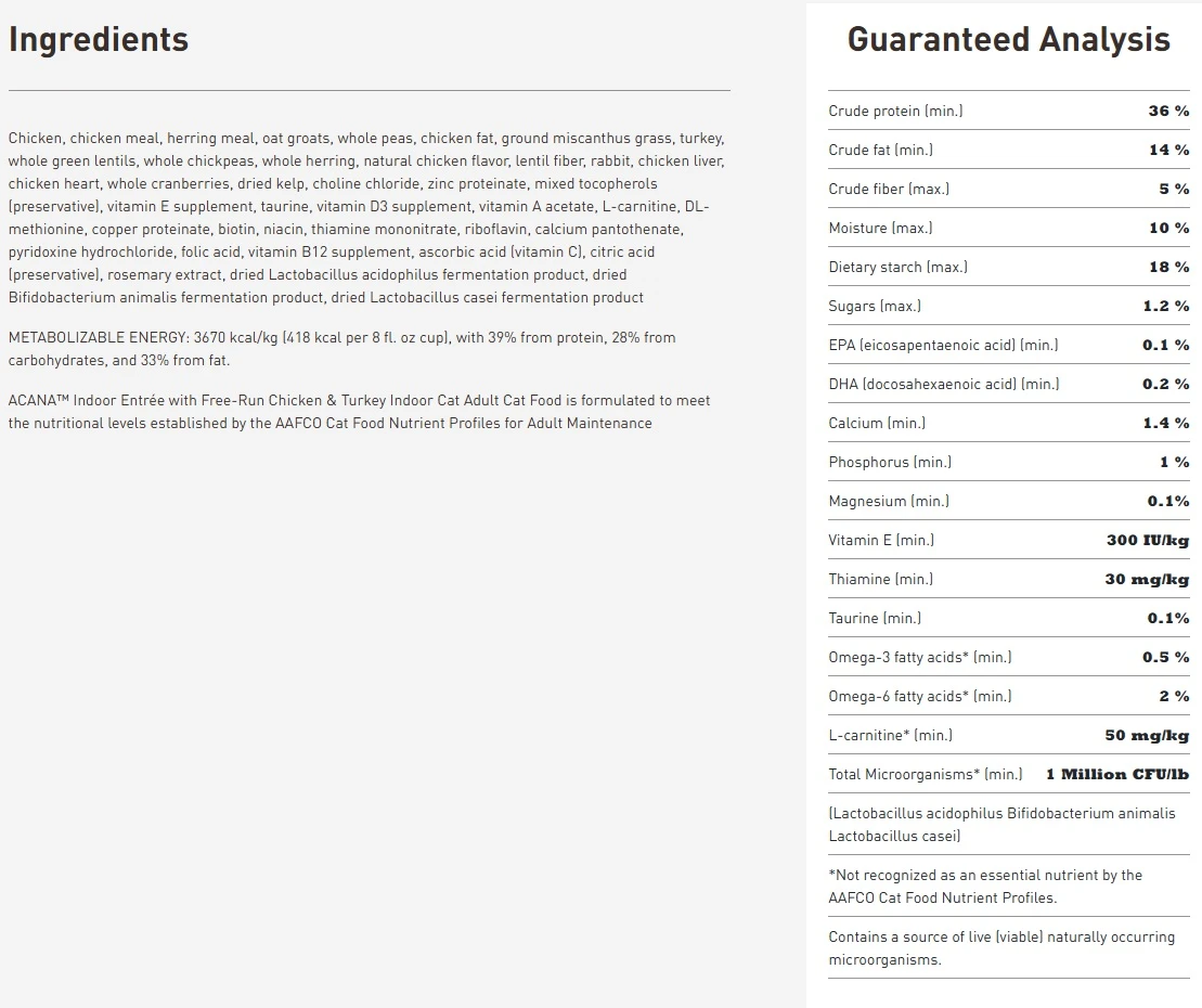 Indoor Entrée Recipe with Poultry & Fish Dry Cat Food 4 lb