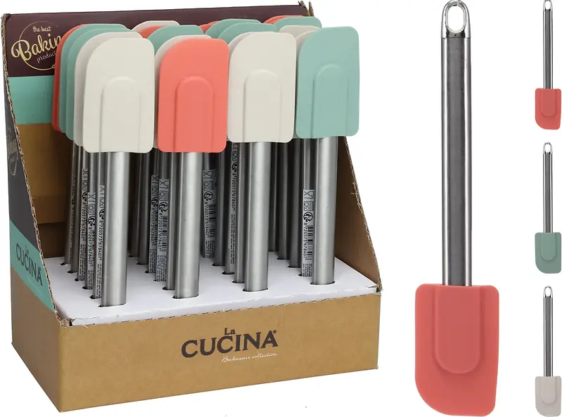 Silicone Scraper with Stainless Steel Handle (Assorted Colours)