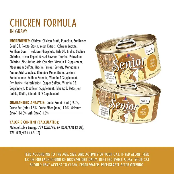 Senior Chicken Formula in Gravy Canned Cat Food 3 oz