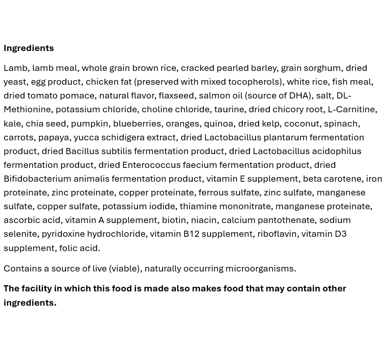 Naturals Large Breed Puppy Lamb & Rice Formula Dry Dog Food 40 lb