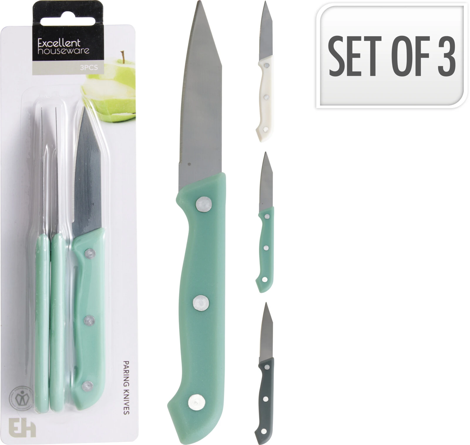 Peeling Knife Set – 3 Piece (4 Assorted Colours)