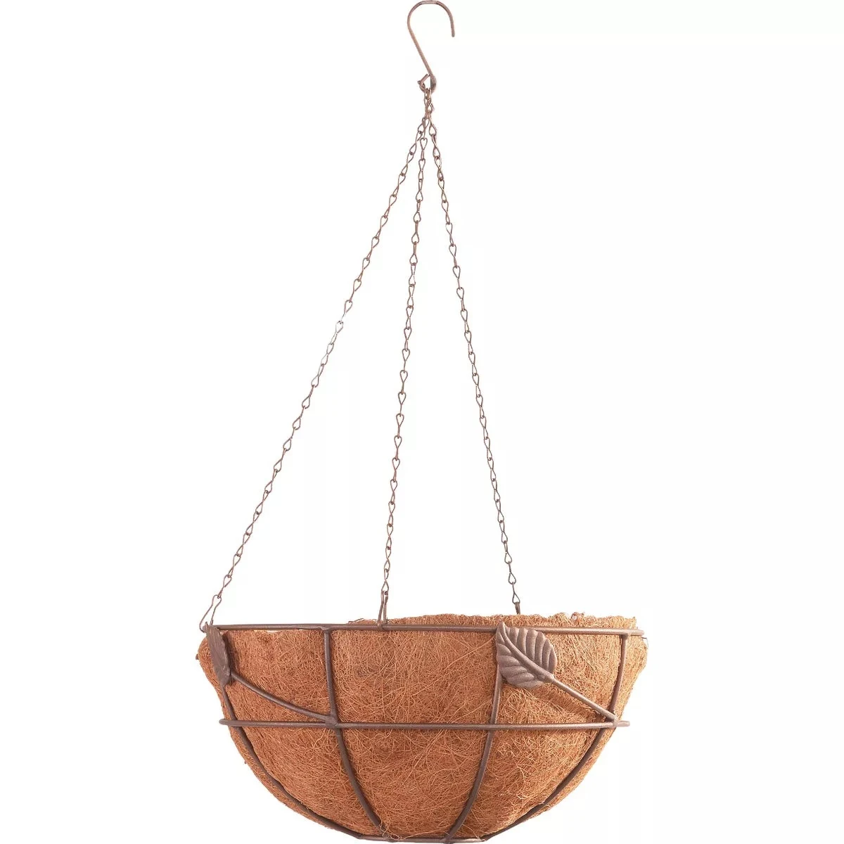 Hanging Basket with Coco Liner Bronze Powder Coated Steel 14"