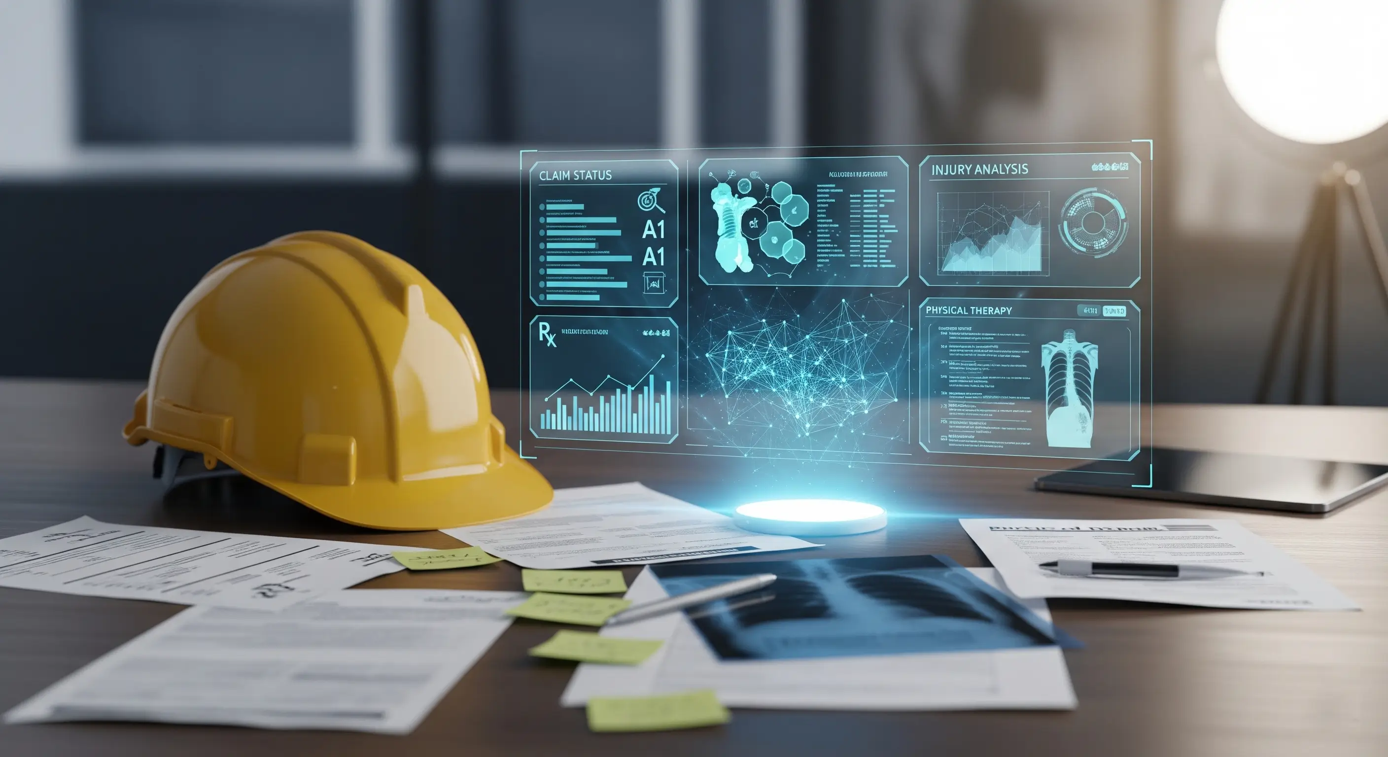 Workers compensation medical records being reviewed with AI-powered analysis tools