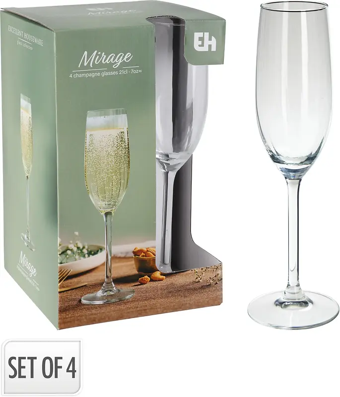Champagne Glass Set – 210 ml (4 Pieces)