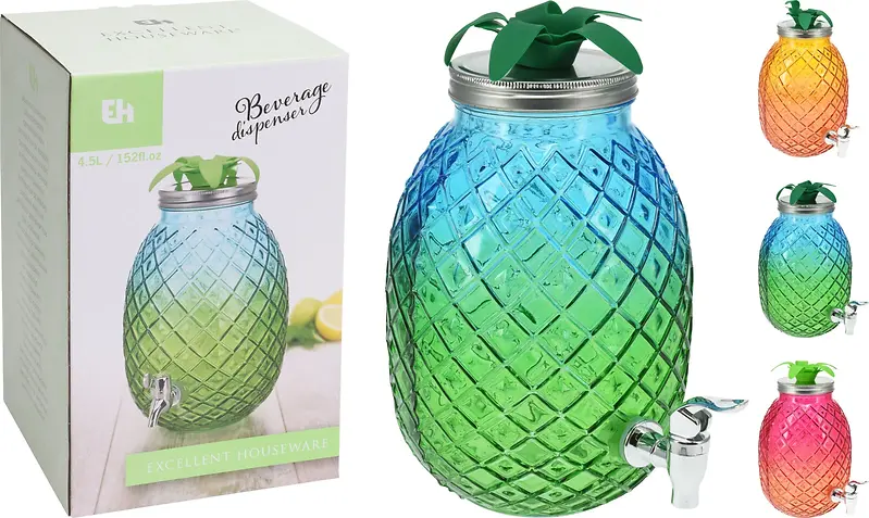 Glass Beverage Dispenser – Assorted Colors