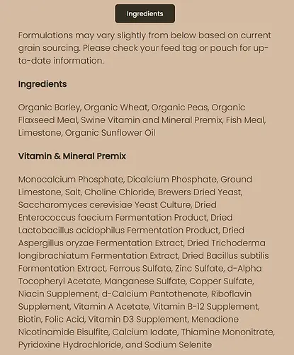 Organic Pig Grower Feed 40 lb