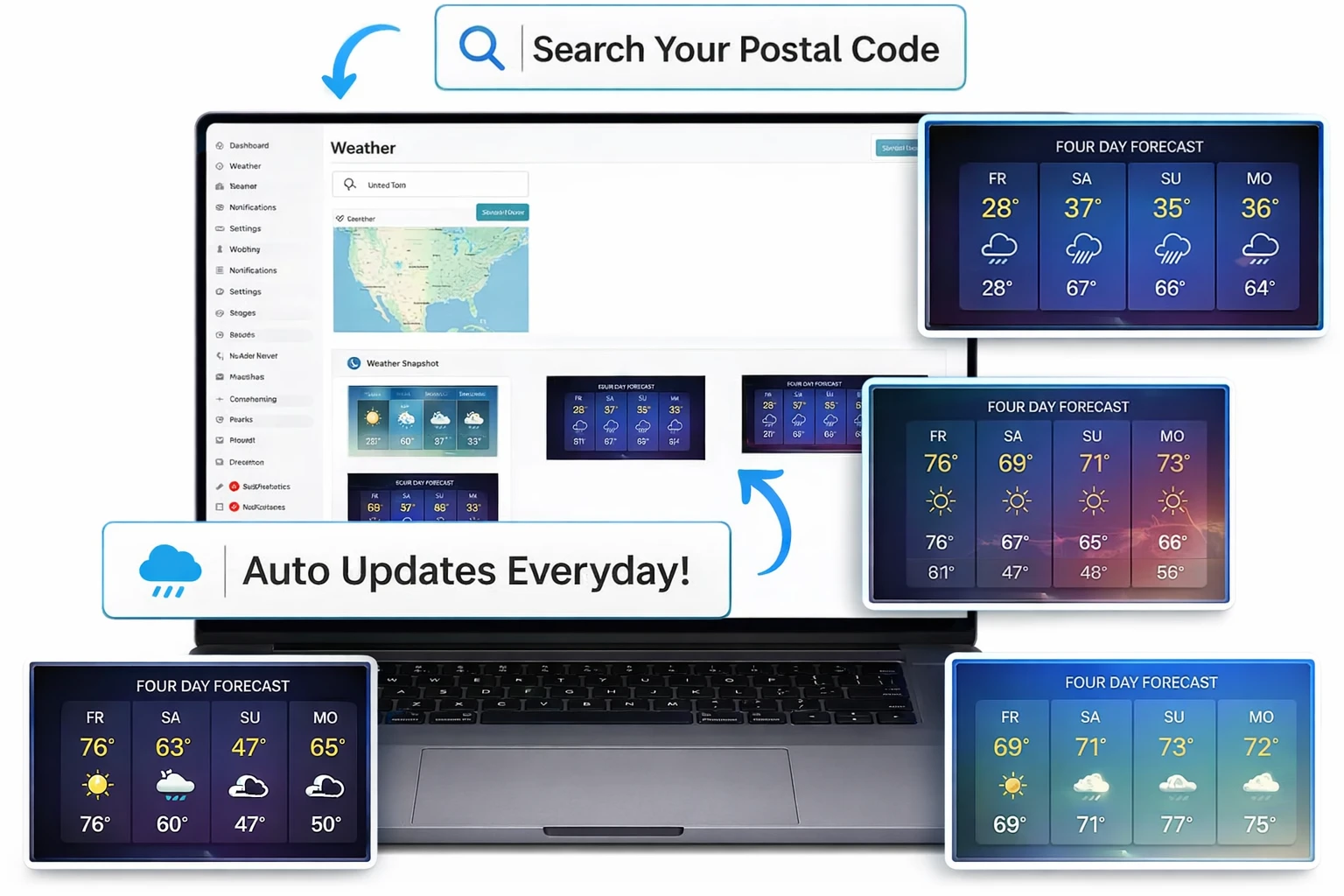 EZ-AD TV digital signage for retail with weather feature