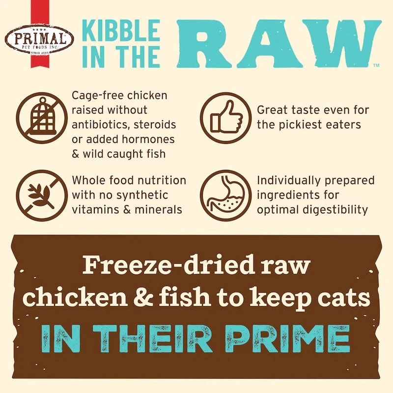 Kibble in the Raw Chicken & Fish Recipe Freeze-Dried Cat Food 1.5 lb