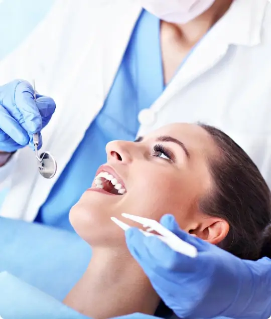A close-up of a healthy, bright smile following a professional dental cleaning and check-up.