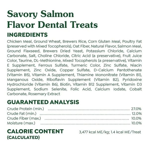 Feline Natural Dental Car Savory Salmon Flavor Cat Treats 4.6 oz