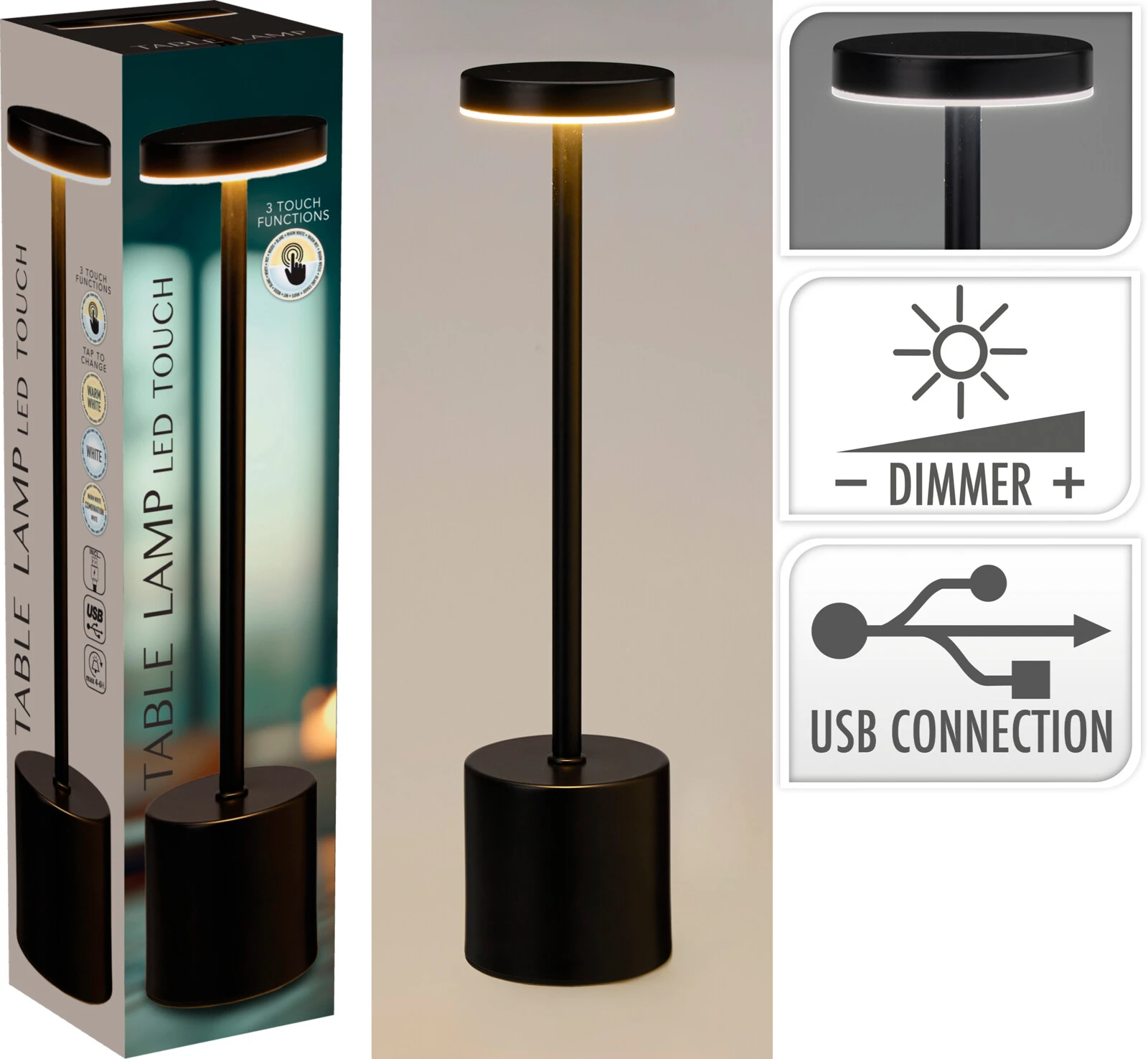 Table Lamp - 8 × 34 cm - Black