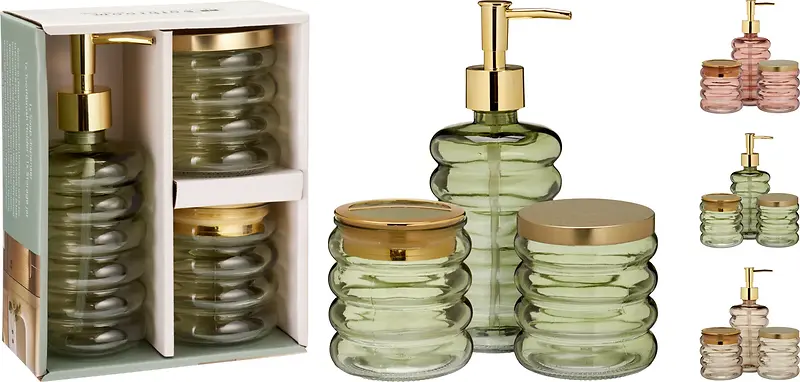 Bathroom Set Glass – 3 pcs - 3 Assorted