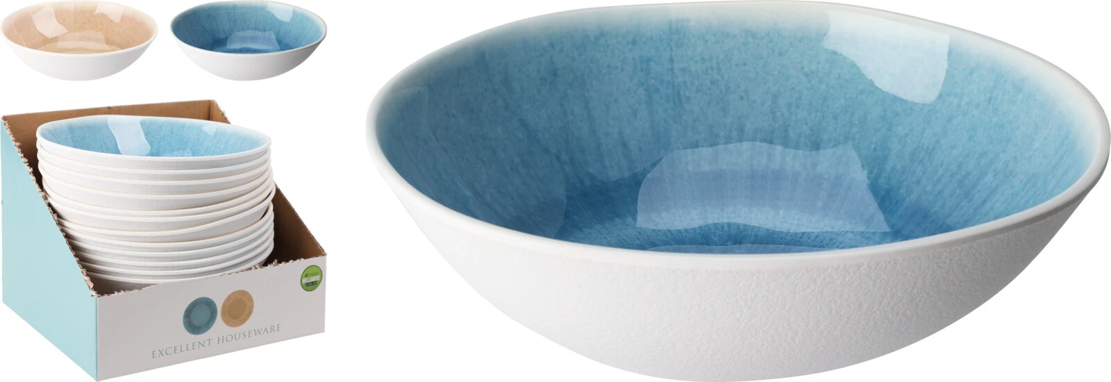 Bowl Melamine Diameter w 71.0 × H 6.5 cm - 2 Assorted
