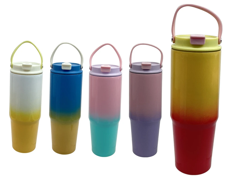 Multicolor Tumbler with Handle & Flip Top - 500–750 ml