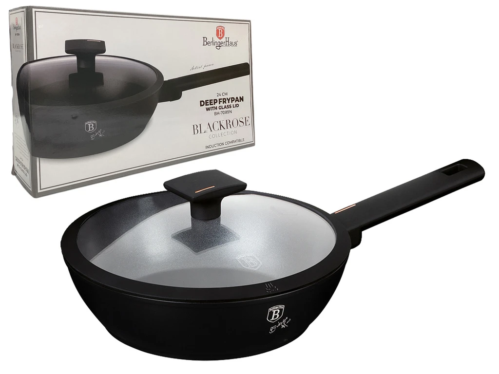 Deep Fry Pan with Glass Lid - 24cm