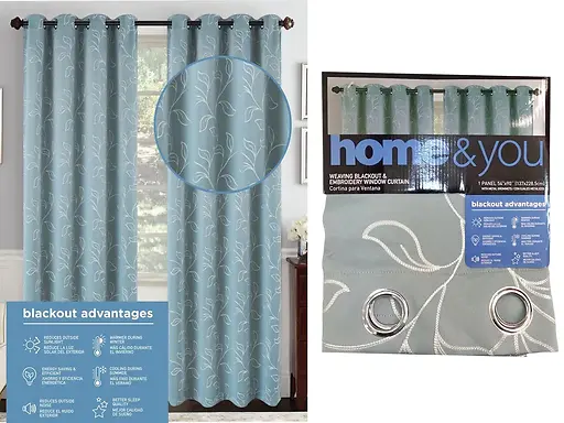 Blackout Curtain with Embroidery Detail 54 “ x 94 ”