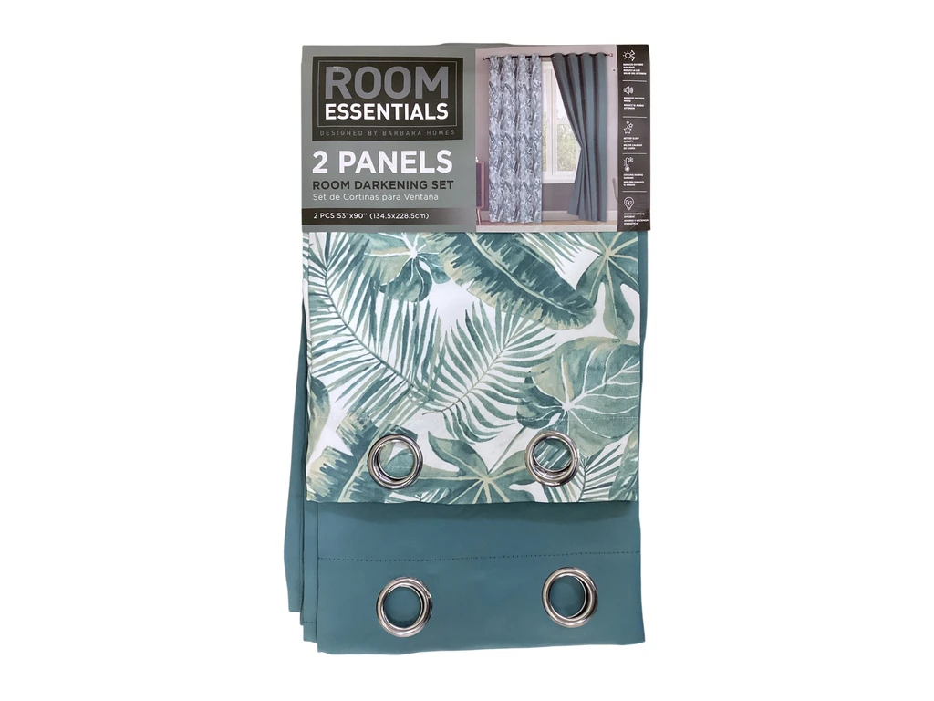2-Piece Solid + Digital Print Window Curtain Set – Green