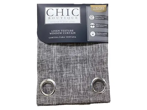 Linen Texture Curtain with 8 Rings Grey - 53" x 90"
