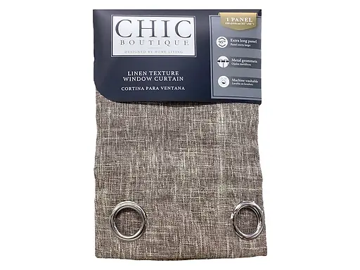 Linen Texture Curtain with 8 Rings Taupe - 53" x 90"