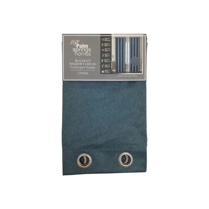 Faux Linen Blackout Window Curtain Blue - 52" x 84"