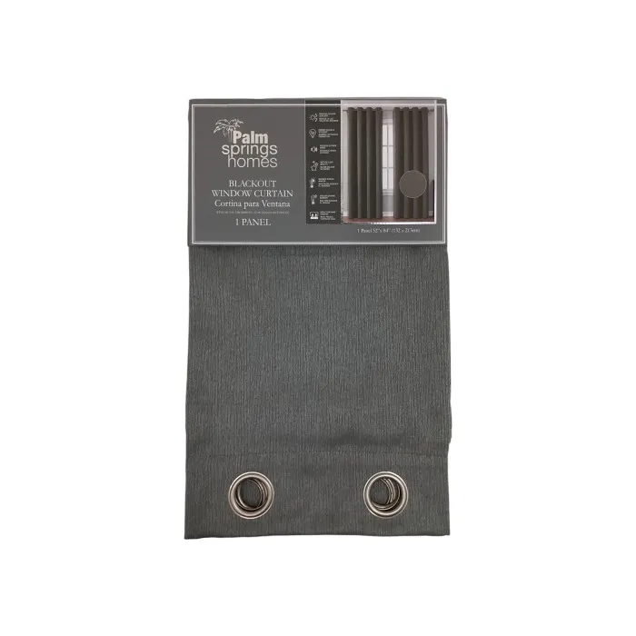 Faux Linen Blackout Window Curtain Dark Grey - 52" x 84"