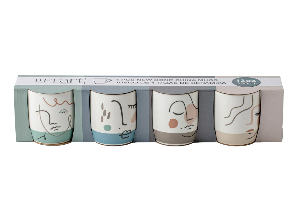 Set of 4 PCS New Bone China Mugs