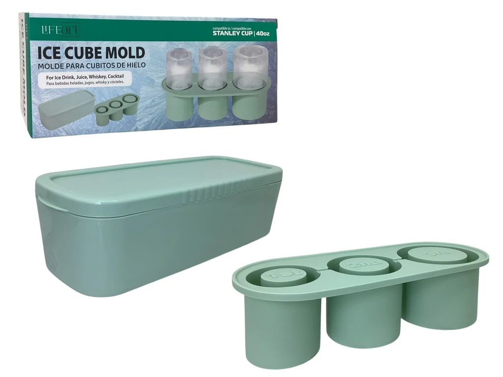 Silicone Ice Cube Tray with Plastic Lid - Green