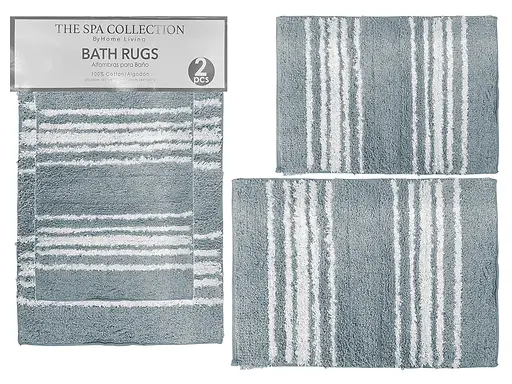 Bath Rugs – 2PC Set Blue & White