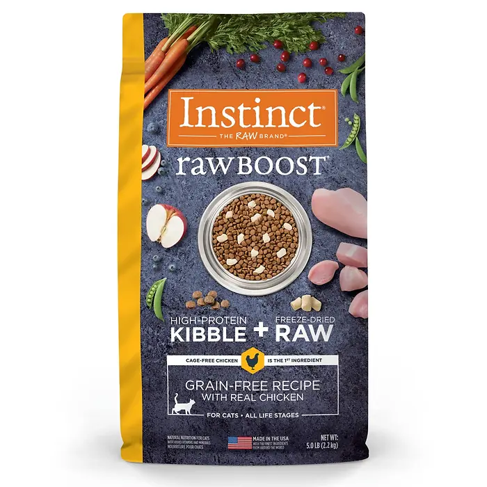 Raw Boost Grain-Free Recipe Real Chicken Recipe Kibble + Raw Dry Cat Food 10 lb
