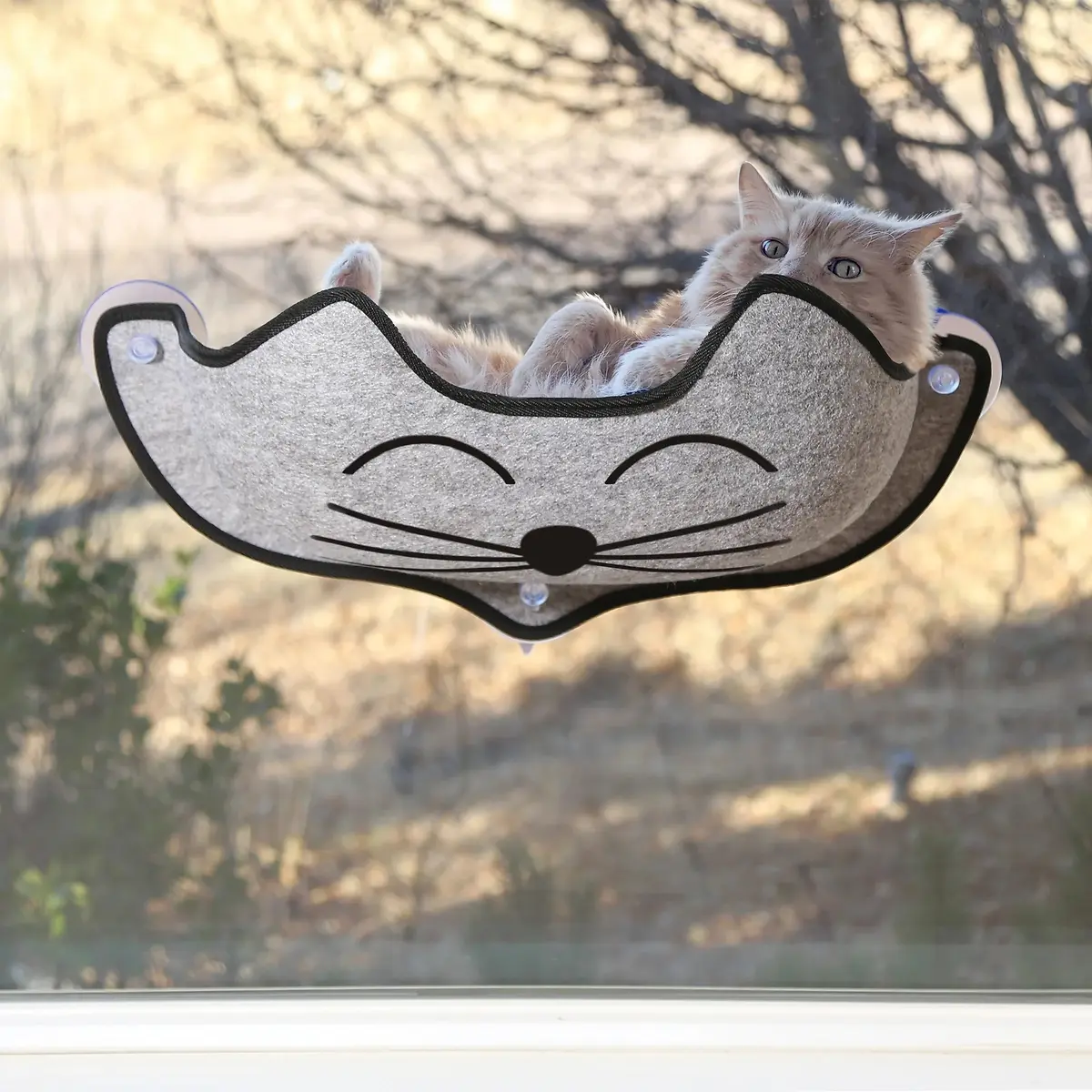 EZ Mount Kittyface Window Bed Gray