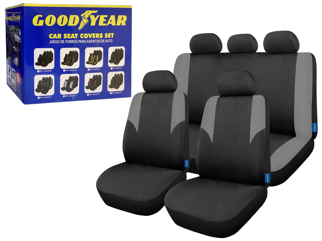 Set of 9 PCS Universal Car Seat Covers – Black & Grey