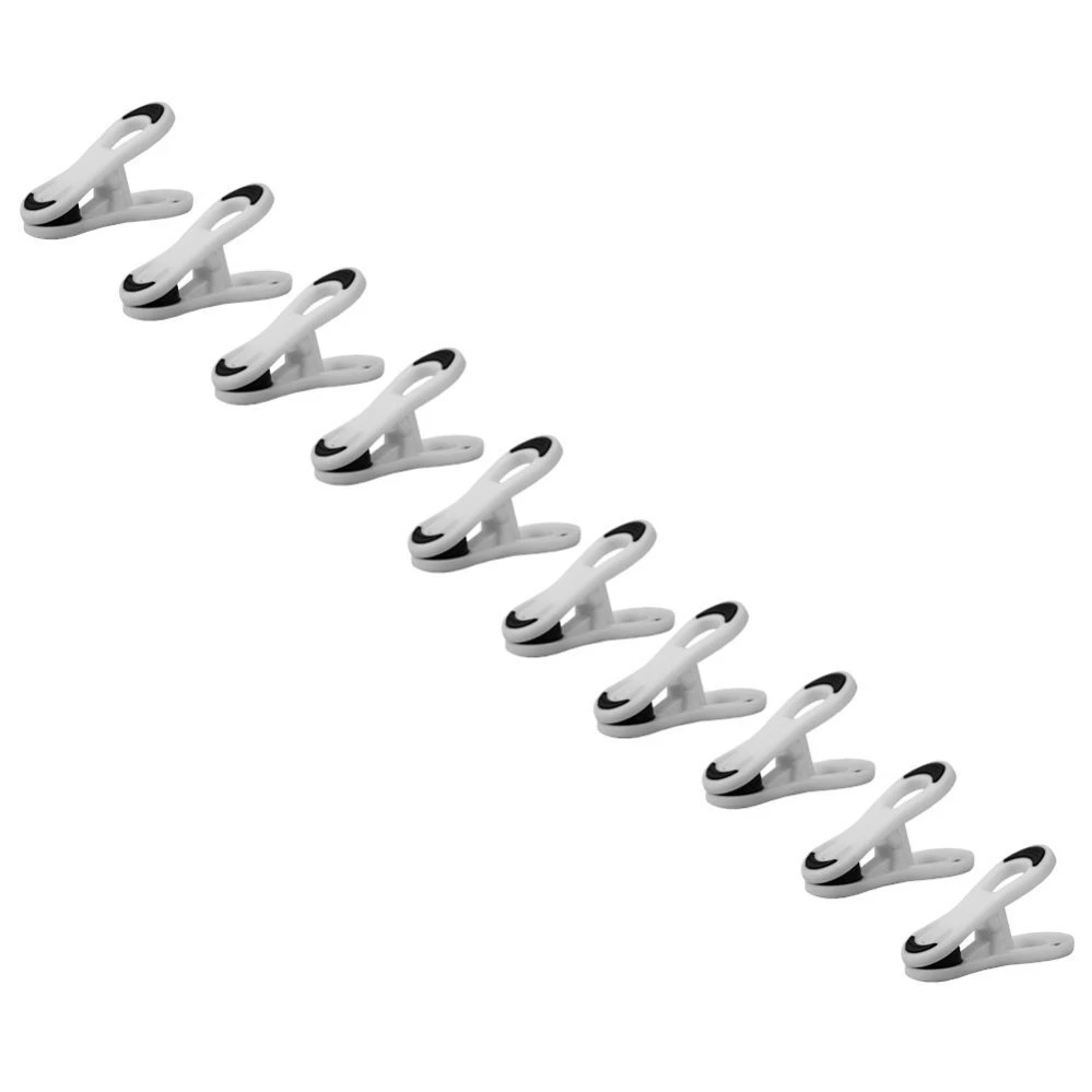 10PK Plastic Clips with Grip – White