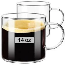 6PC 14oz Glass Mug Set