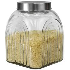 3.5L Glass Jar with Silver Lid Heavy Duty