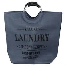 Canvas Laundry Tote – Blue