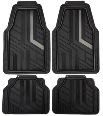 Floor Mat Set – 4 PCS Black with Grey