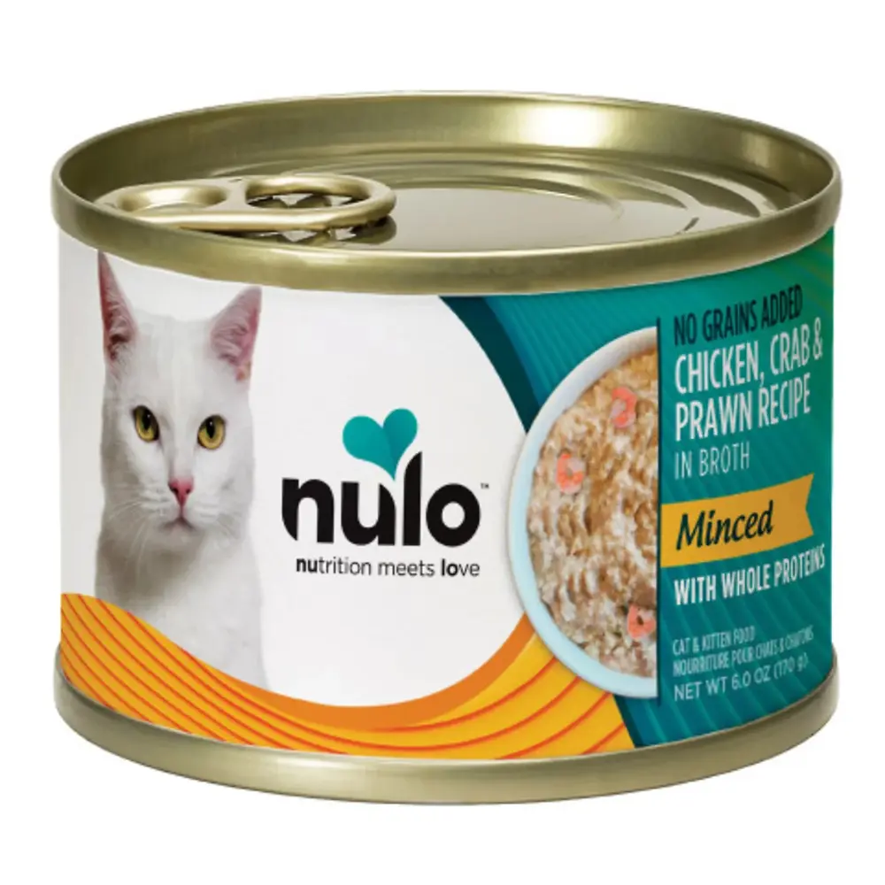 Minced Chicken, Crab & Prawn in Broth with Whole Proteins Recipe Canned Cat & Kitten Food 6 oz