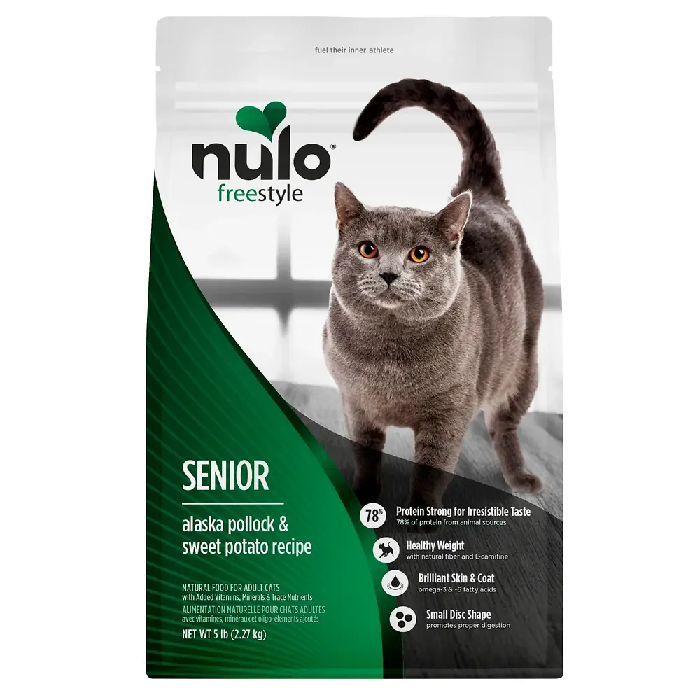 FreeStyle Alaska Pollock, Duck & Sweet Potato Recipe High-Protein Kibble For Senior Cats 5 lb