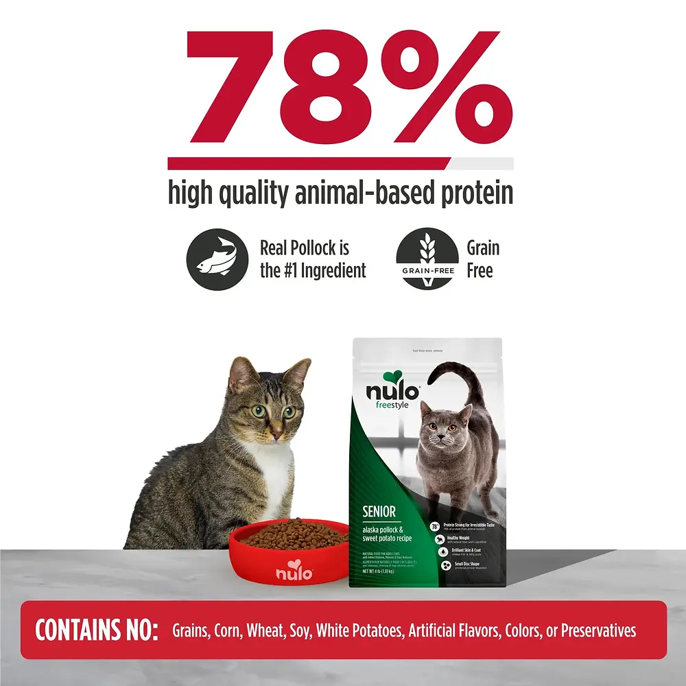 FreeStyle Alaska Pollock, Duck & Sweet Potato Recipe High-Protein Kibble For Senior Cats 5 lb