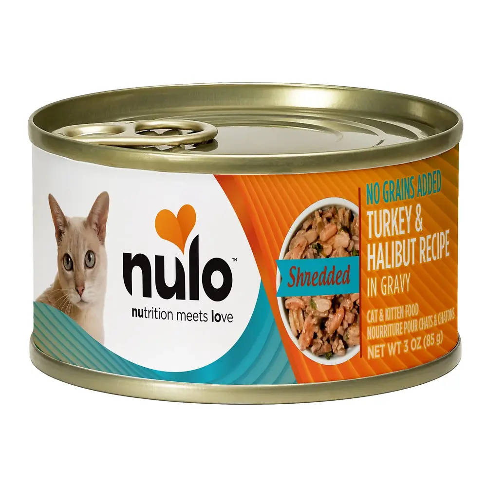 Shredded Turkey & Halibut in Gravy Recipe Canned Cat Food 3 oz