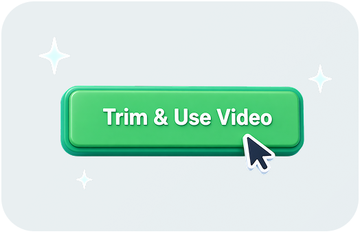 Clicking the Trim and Use Video button to save the edited YouTube video for digital signage playback.
