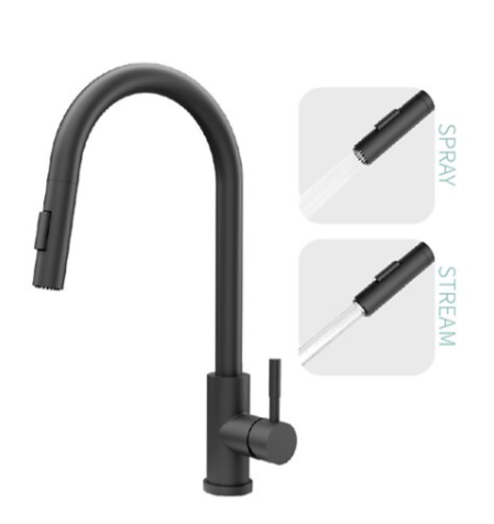 Matte Black Stainless Steel Pull Down Kitchen Faucet 2