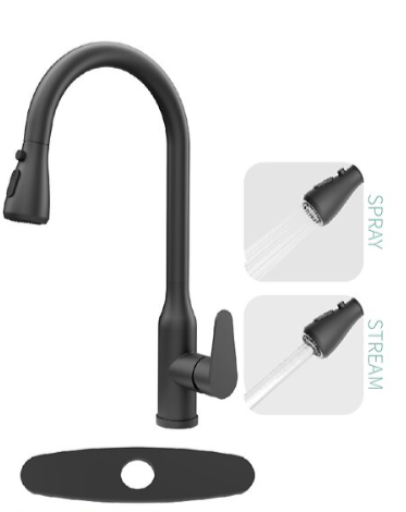 Matte Black Stainless Steel Pull Down Kitchen Faucet 2