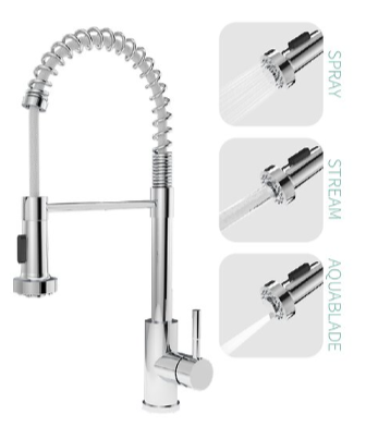 Brass Chrome Plated Stainless Steel Spring Hose Kitchen Faucet Kit