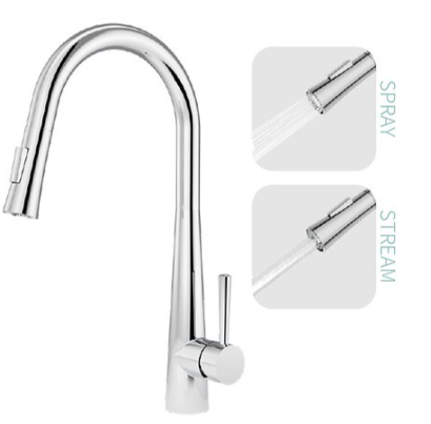 Chrome Plated Stainless Steel Pull Down Kitchen Faucet 2