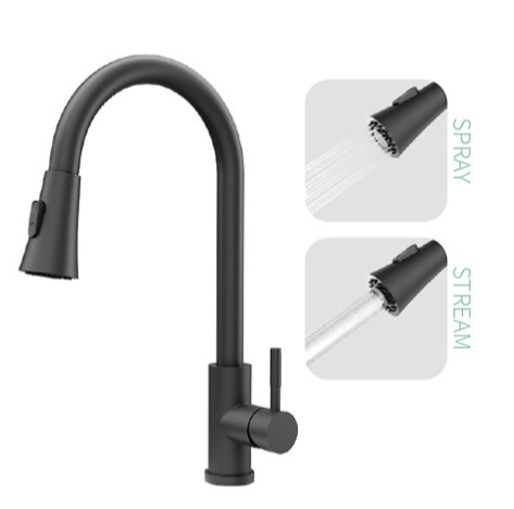 Matte Black Stainless Steel Pull Down Kitchen Faucet 2