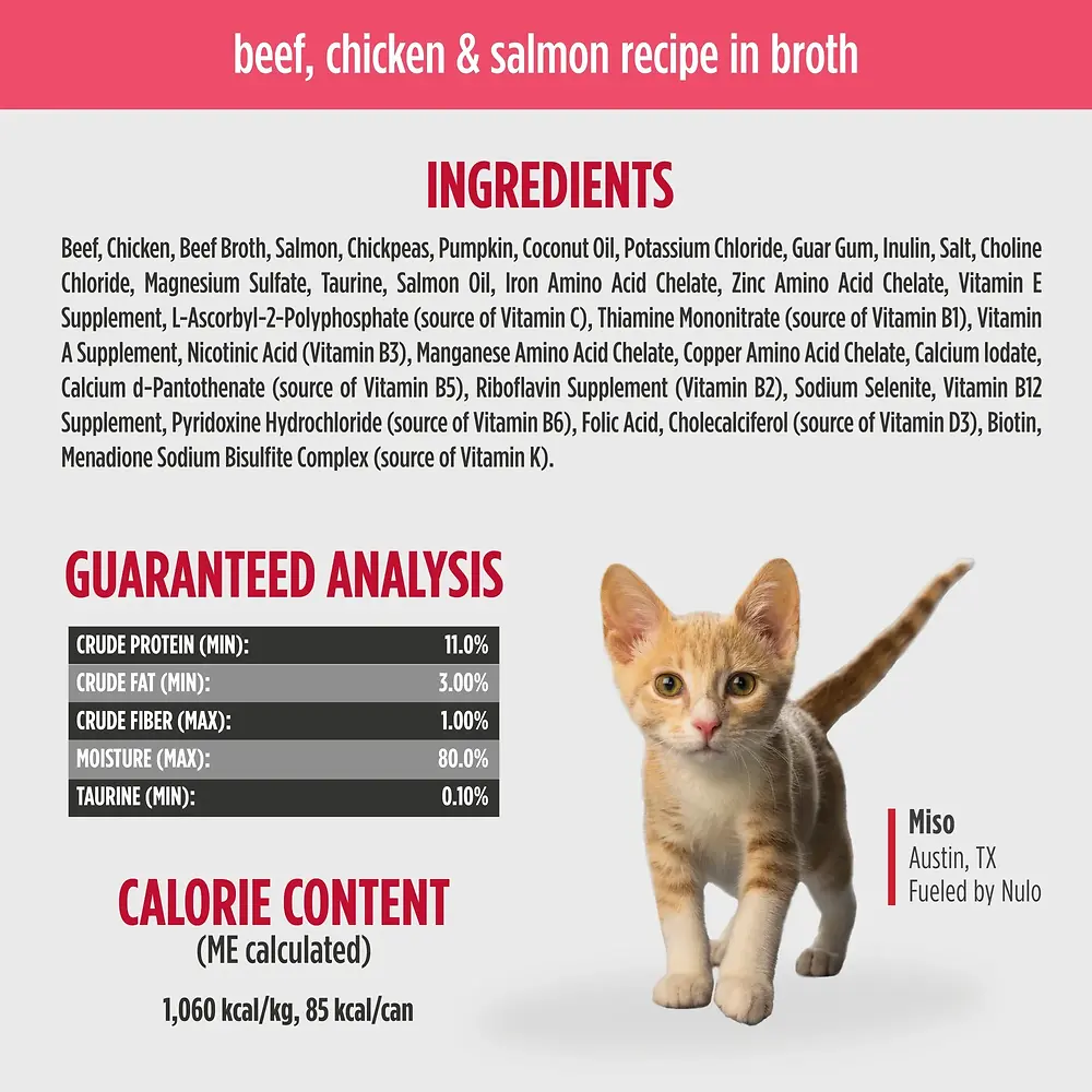 Kitten Beef & Salmon Recipe Pate with Shreds Canned Food 2.8 oz