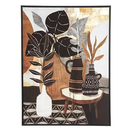 Printed Framed Floral Plate Canvas 58 x 78 Centimetres